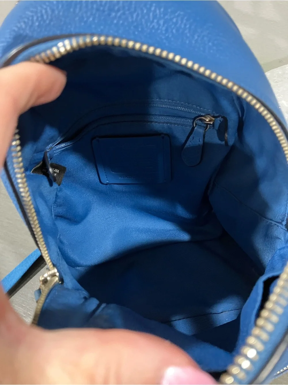 Coach Pebbled Leather Mini Backpack in Cobalt Blue